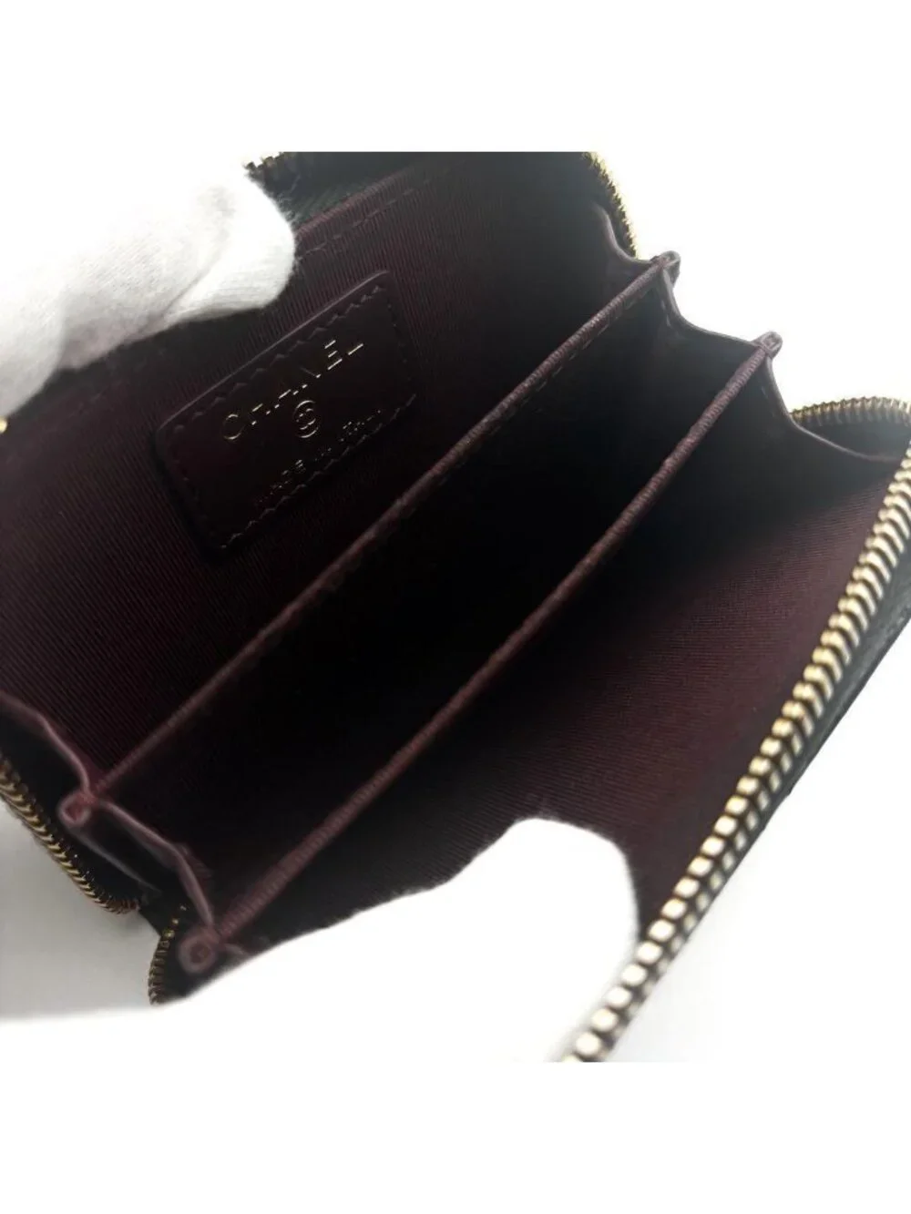 Chanel Wallet Quilted Caviar Round Zip Coin Purse